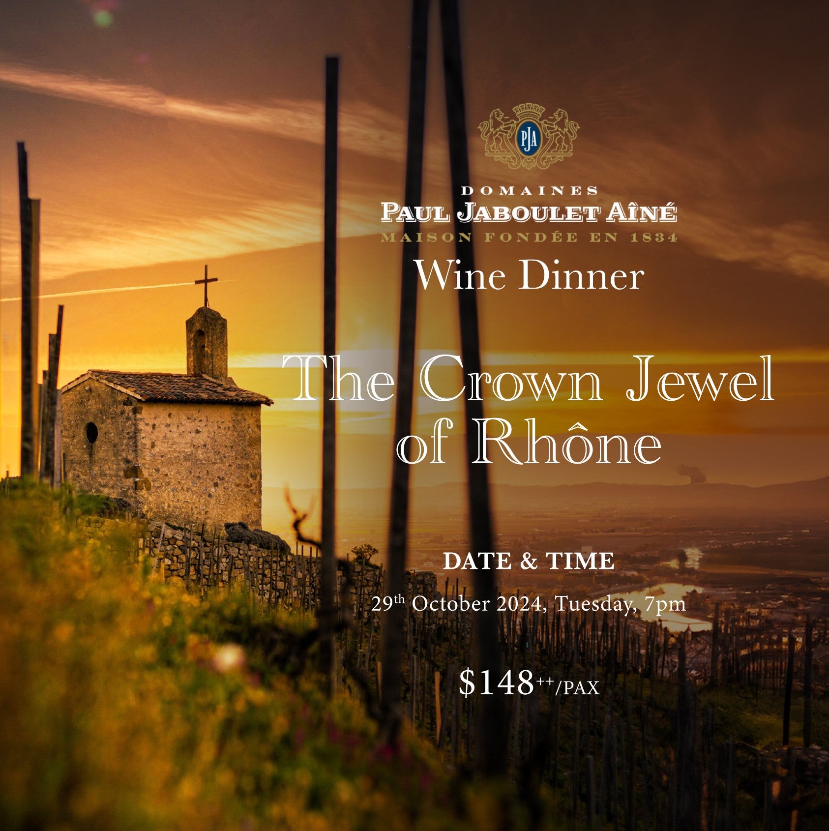 Wine Dinner Paul Jaboulet Aîne 29th Oct 2024, Tuesday, 7pm 1855