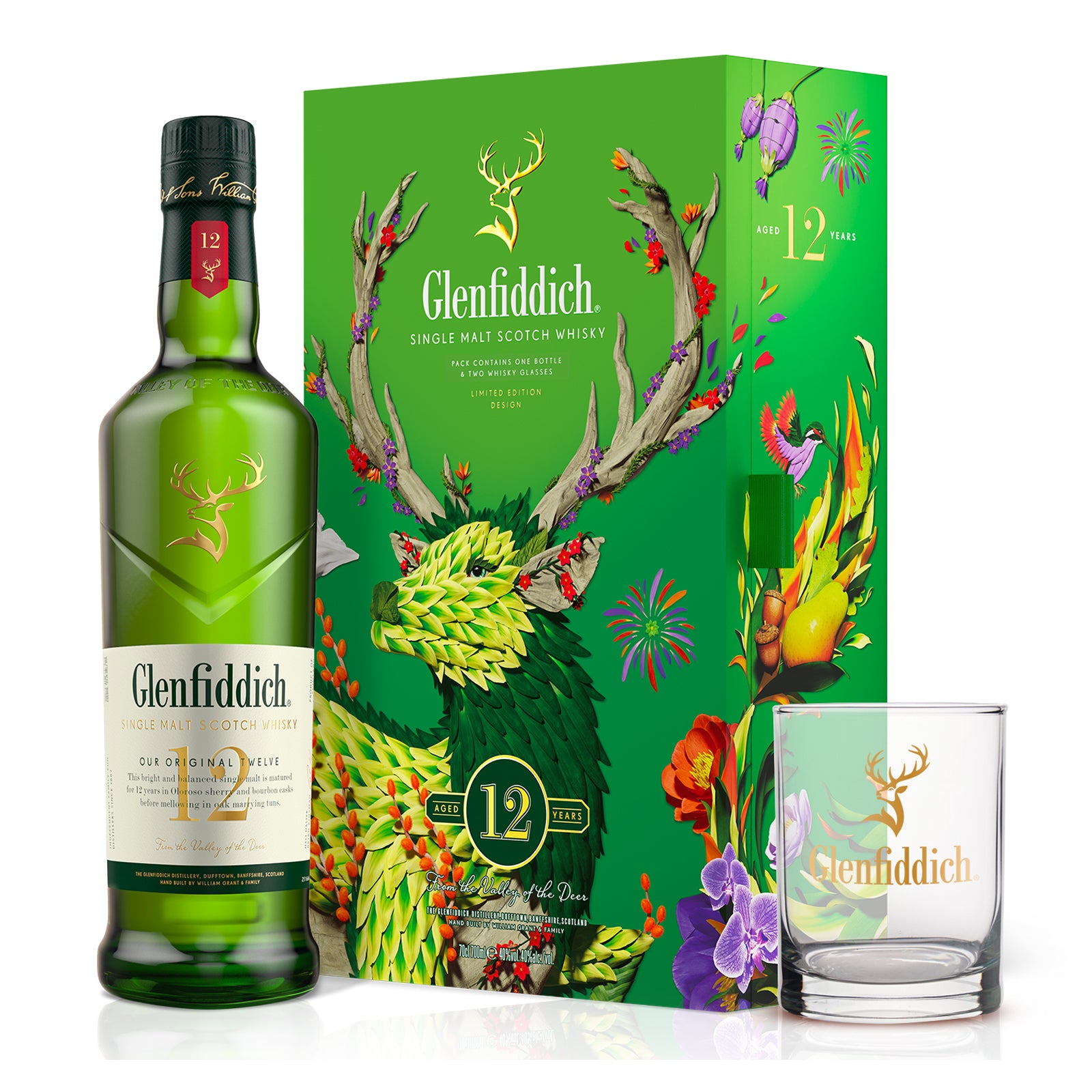 Glenfiddich Single Malt Scotch Whisky CNY 2024 Gift Pack with a Glass 12Yrs 700ml